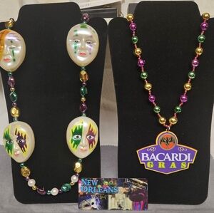 Mardi Gras Hand Painted Mask Bacardi Beads & New Orleans The Big Easy 3D Magnet